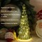 3 Pcs Sparkling Glass Christmas Tree with LED Lights and Timer (Green)